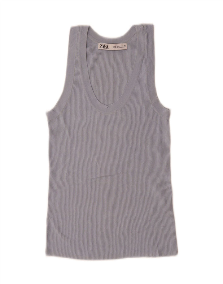 Canottiera Zara da donna UK 10 piccola in viscosa blu