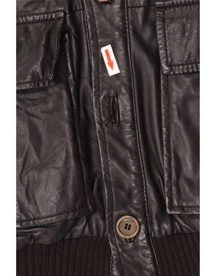 Giacca in pelle militare da uomo Squero UK 36 piccola nera