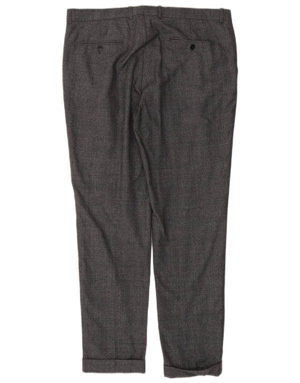 Pantaloni da abito con pegging da uomo Massimo Dutti EU 48 XL W38 L32 Cotone a quadri grigio