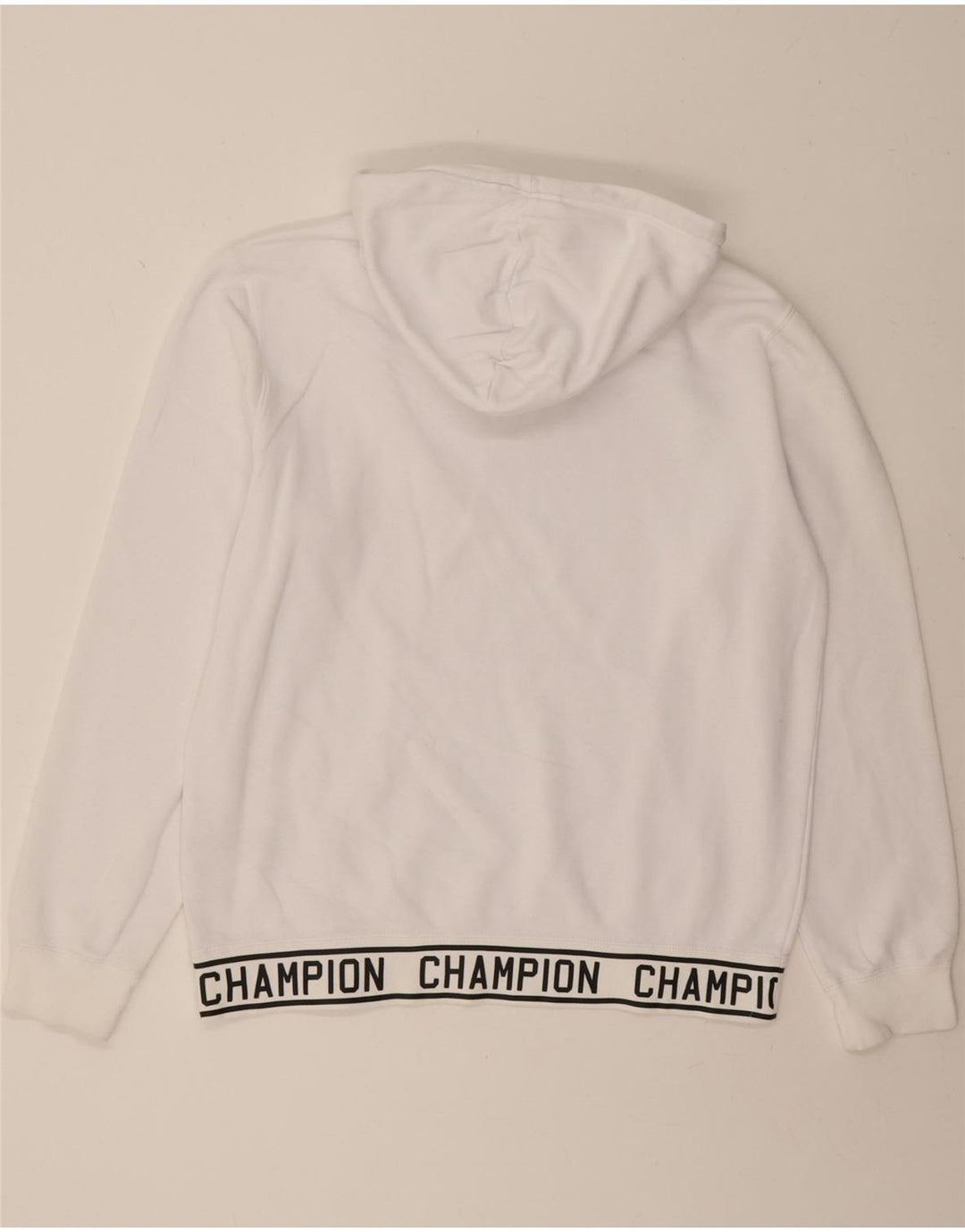 CHAMPION Mens Graphic Hoodie Jumper Large White Cotton Vintage Champion and Second-Hand Champion from Messina Hembry 