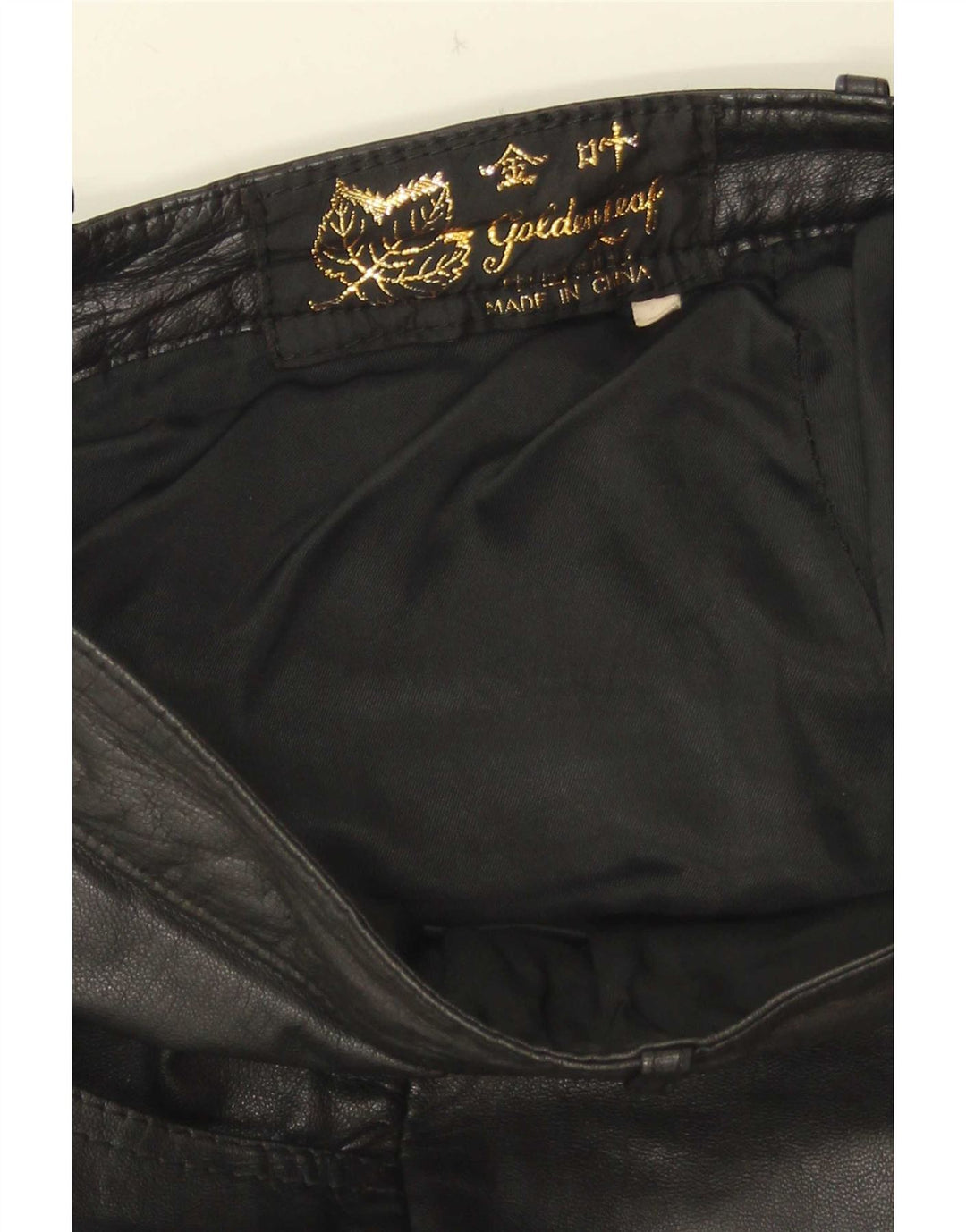 Pantaloni slim in pelle da donna Golden Leaf W26 L28 neri