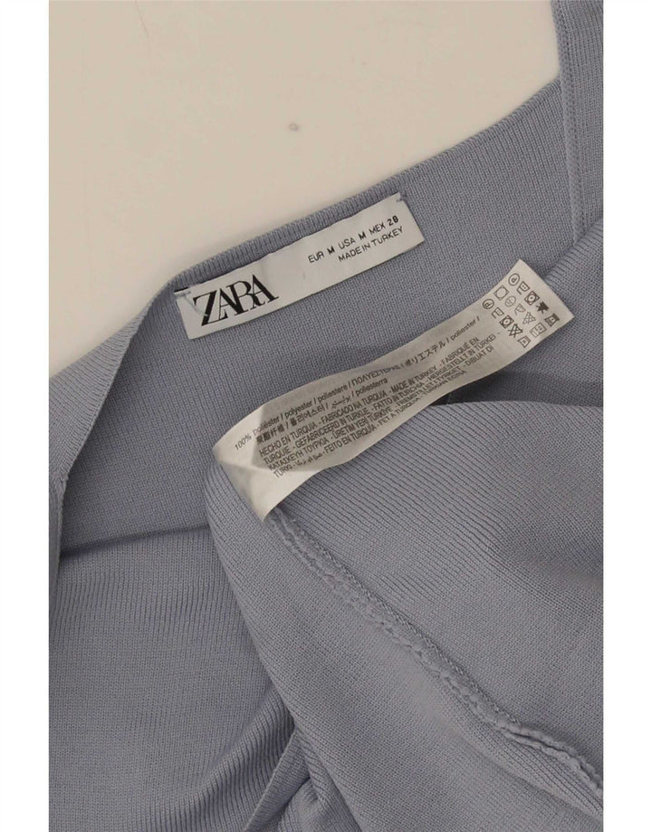 Abito sottoveste senza maniche da donna Zara UK 12 Poliestere blu medio