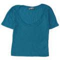 T-shirt corta da donna Zara UK 8 piccola in viscosa blu