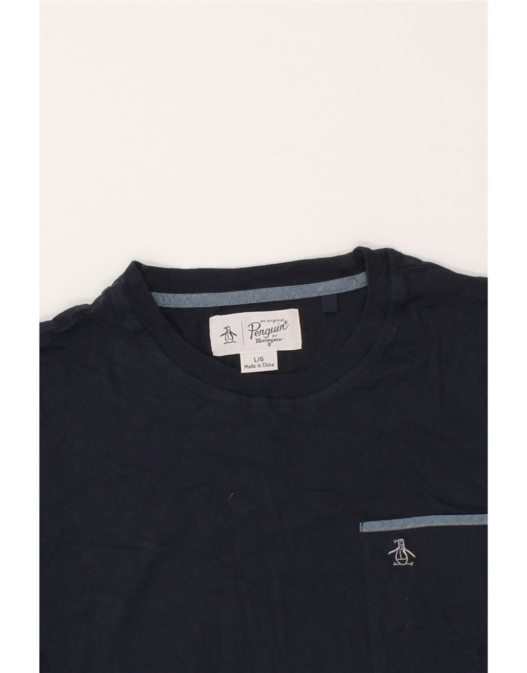 PENGUIN Mens T-Shirt Top Large Navy Blue Vintage Penguin and Second-Hand Penguin from Messina Hembry 