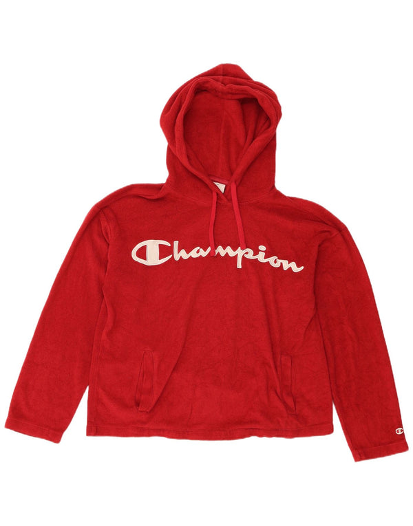 Maglione in pile con cappuccio grafico da donna Champion UK 14 poliestere rosso medio