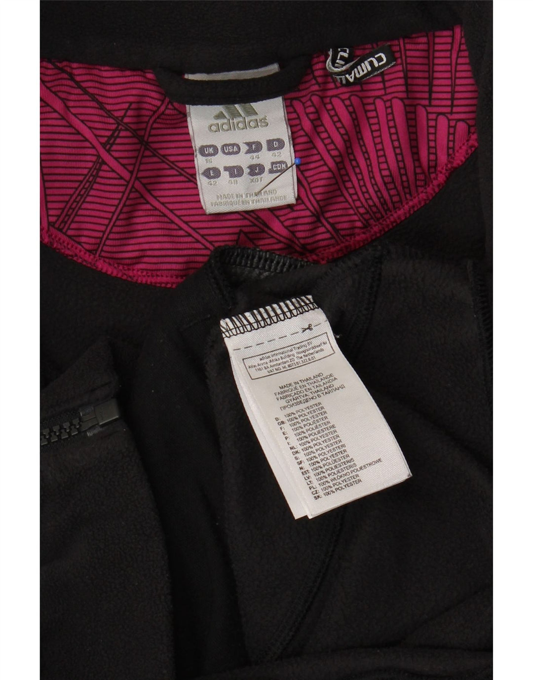 ADIDAS Womens Climawarm Fleece Jacket UK 16 Large Black Polyester