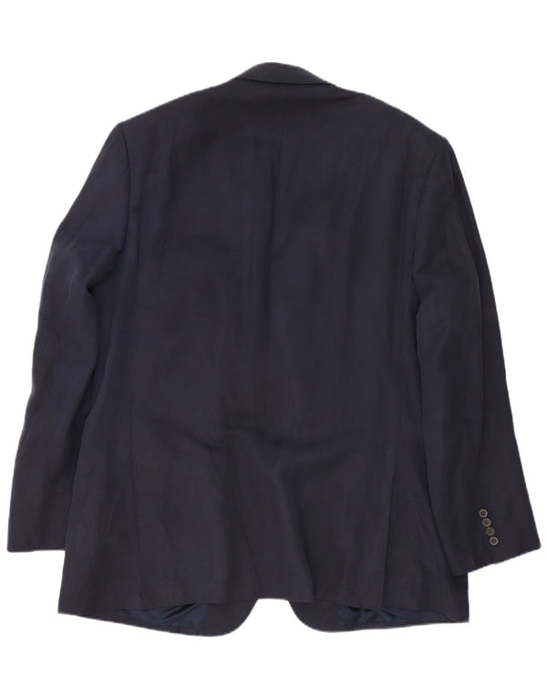 Giacca blazer a 2 bottoni da uomo Marks & Spencer UK 46 XL seta blu navy