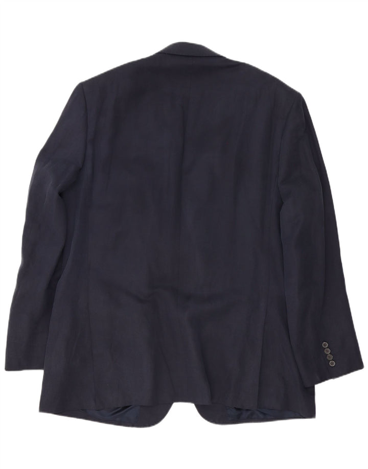 Giacca blazer a 2 bottoni da uomo Marks & Spencer UK 46 XL seta blu navy