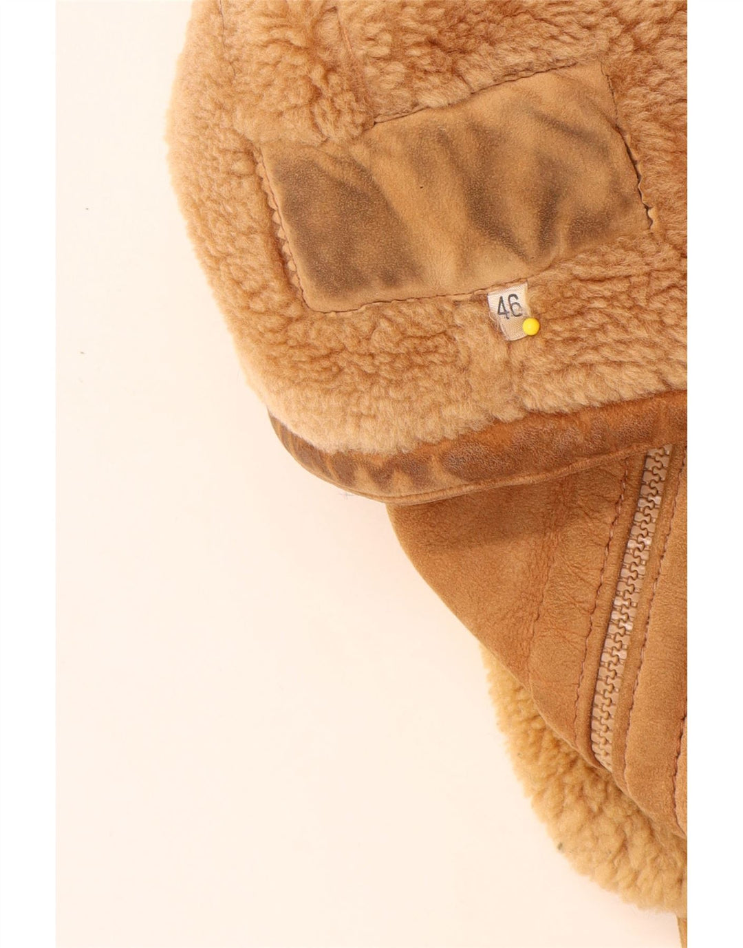 Giubbotto shearling vintage da donna IT 46 grande in pelle beige
