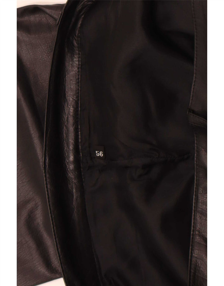Pantaloni dritti in pelle vintage da donna W36 L32 neri