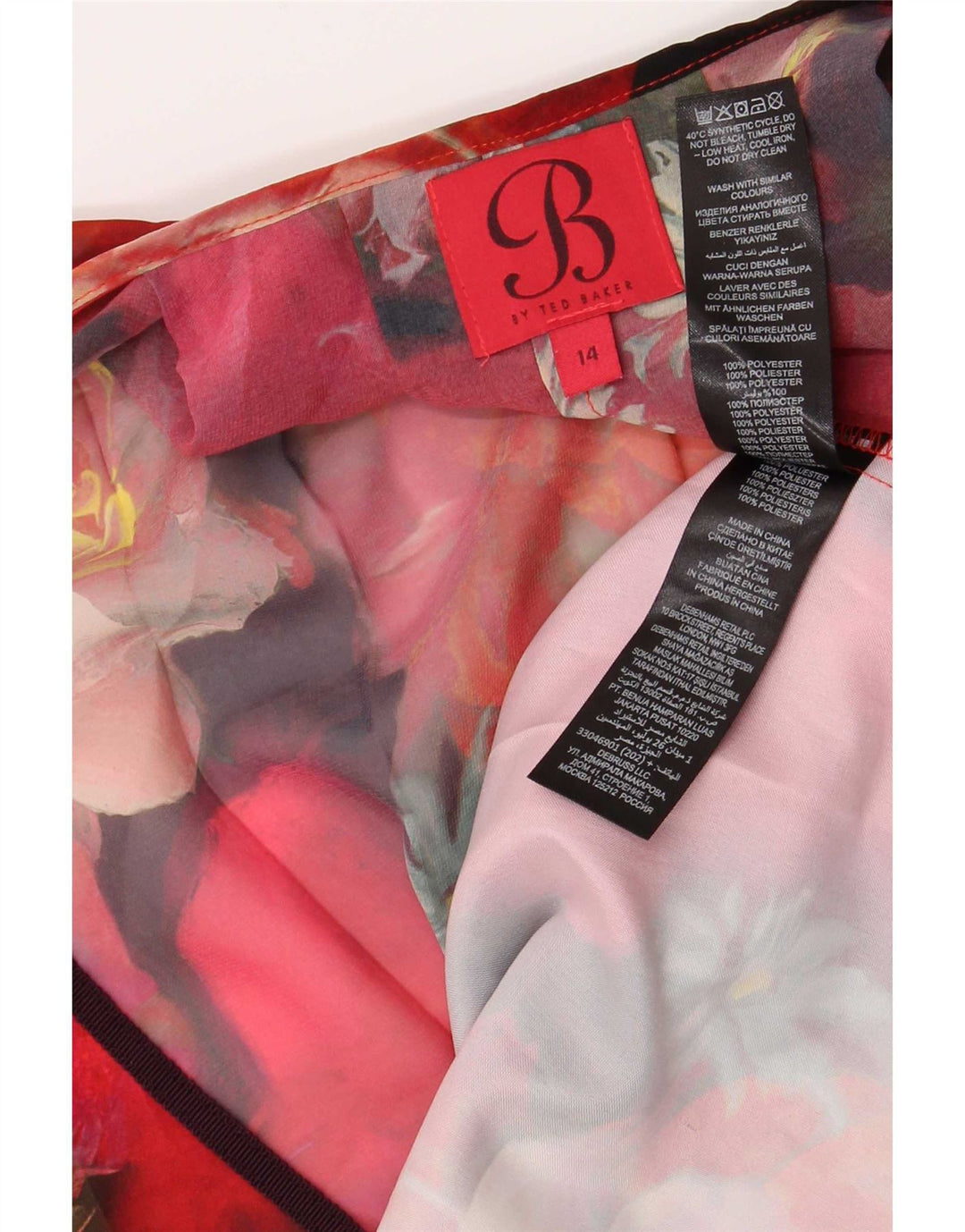 Camicetta da donna Ted Baker Top UK 14 Grande poliestere floreale rosso
