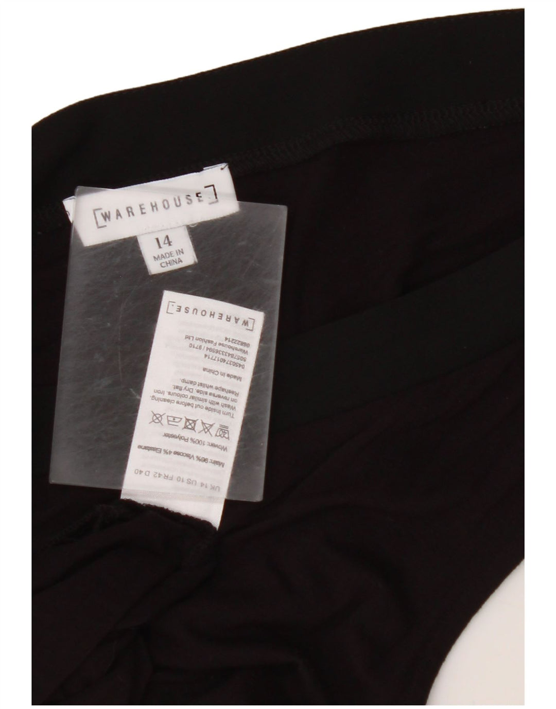 WAREHOUSE Canotta corta da donna UK 14 Viscosa nera media
