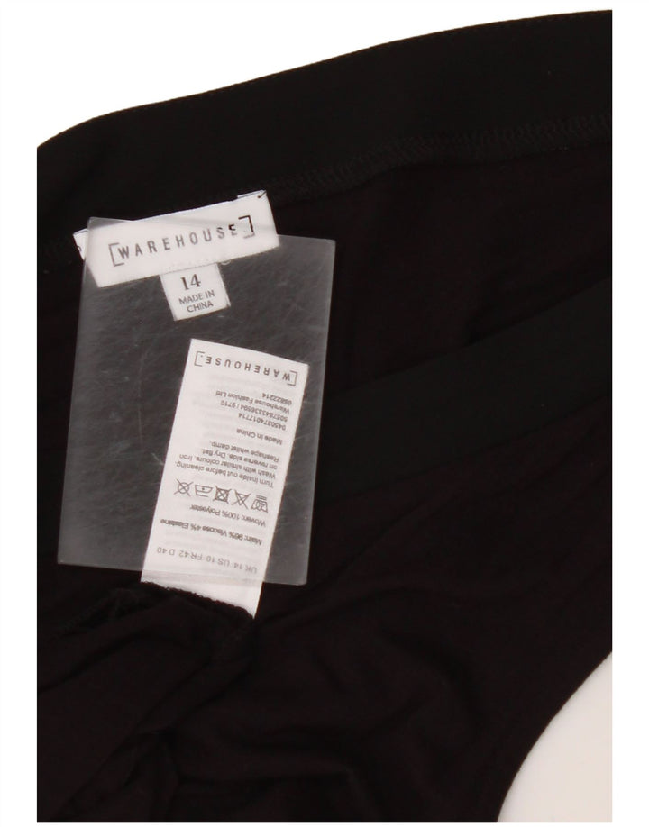 WAREHOUSE Canotta corta da donna UK 14 Viscosa nera media