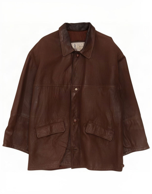 Giacca in pelle da uomo Paul & Wite UK 44 2XL Marrone