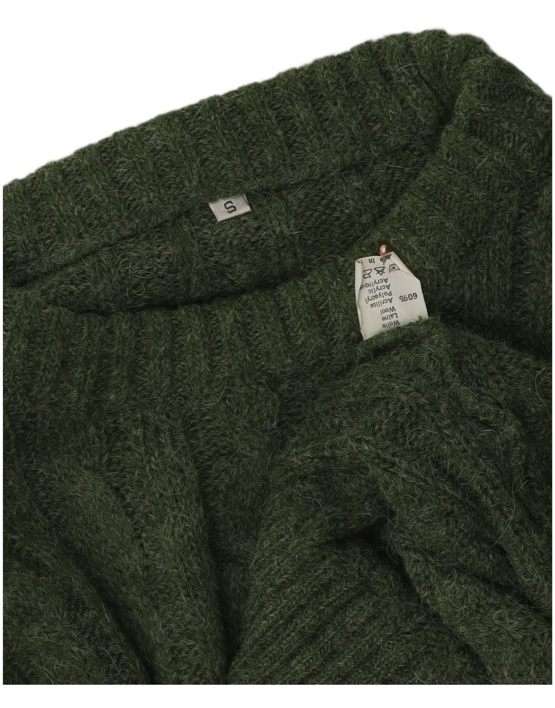 Maglione vintage da uomo girocollo piccolo in lana verde