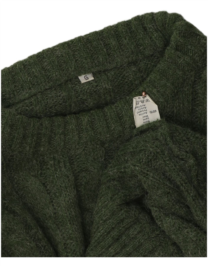 Maglione vintage da uomo girocollo piccolo in lana verde