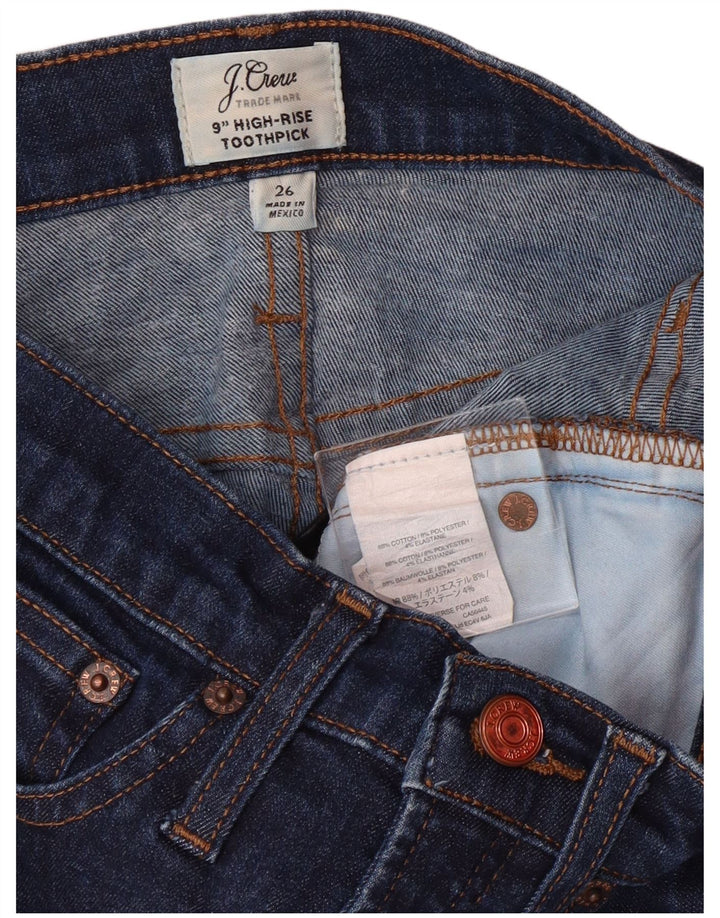 J. CREW Jeans skinny a vita alta con stuzzicadenti da donna W26 L29 cotone blu navy