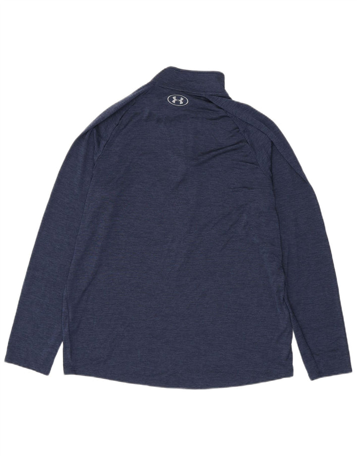 Under Armour Uomo Heat Gear Zip Collo Pullover Tuta Top Large Blu Navy