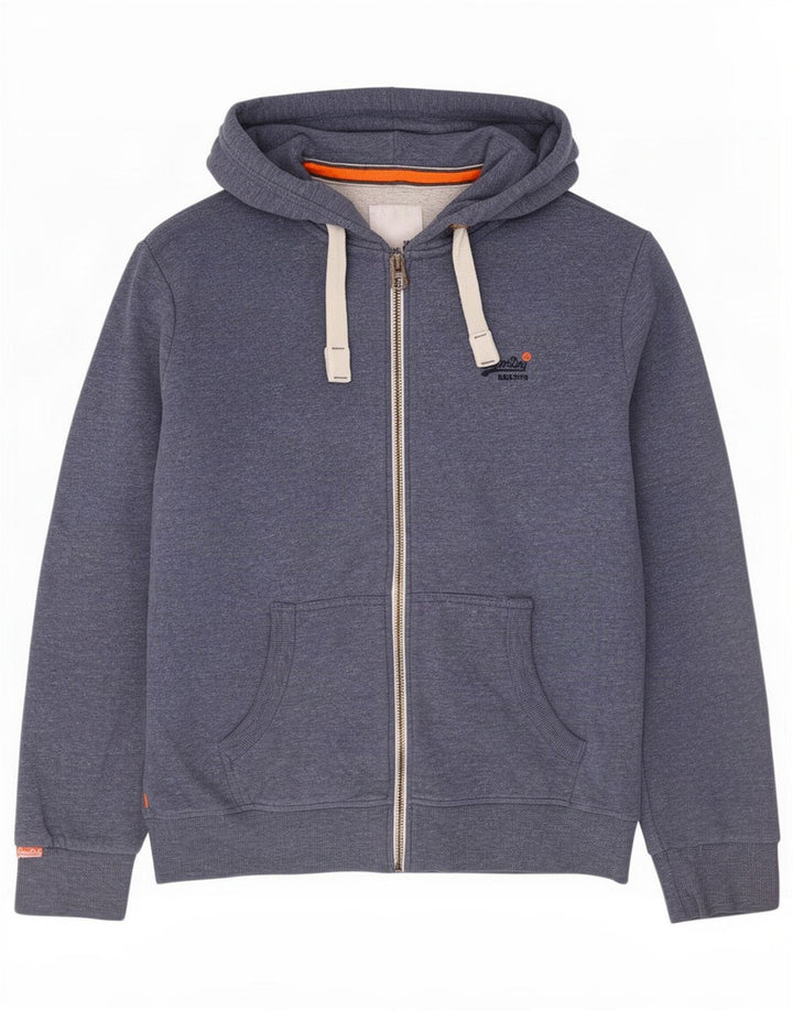 Maglione con cappuccio e zip da uomo Superdry 3XL in cotone blu