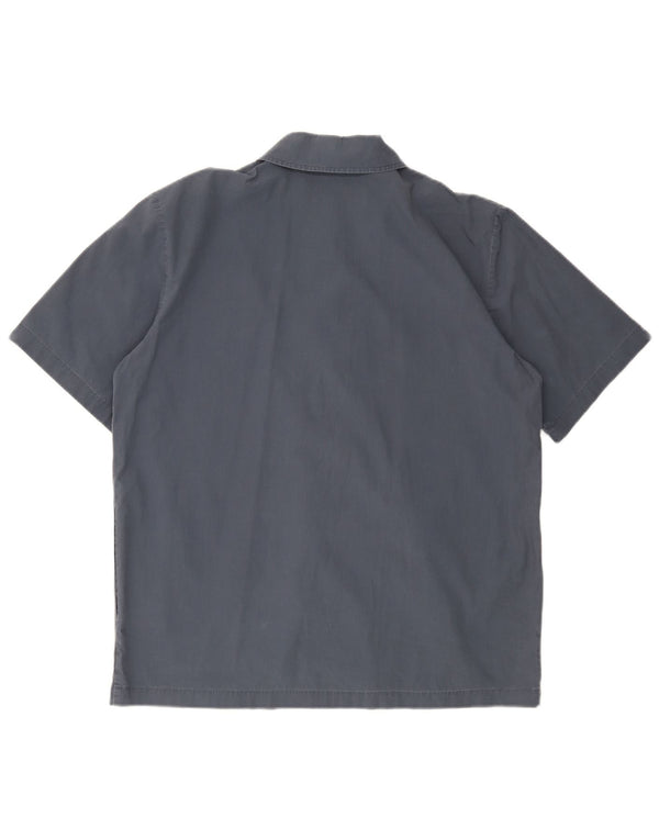 GAS Camicia a maniche corte da uomo Large in cotone blu navy
