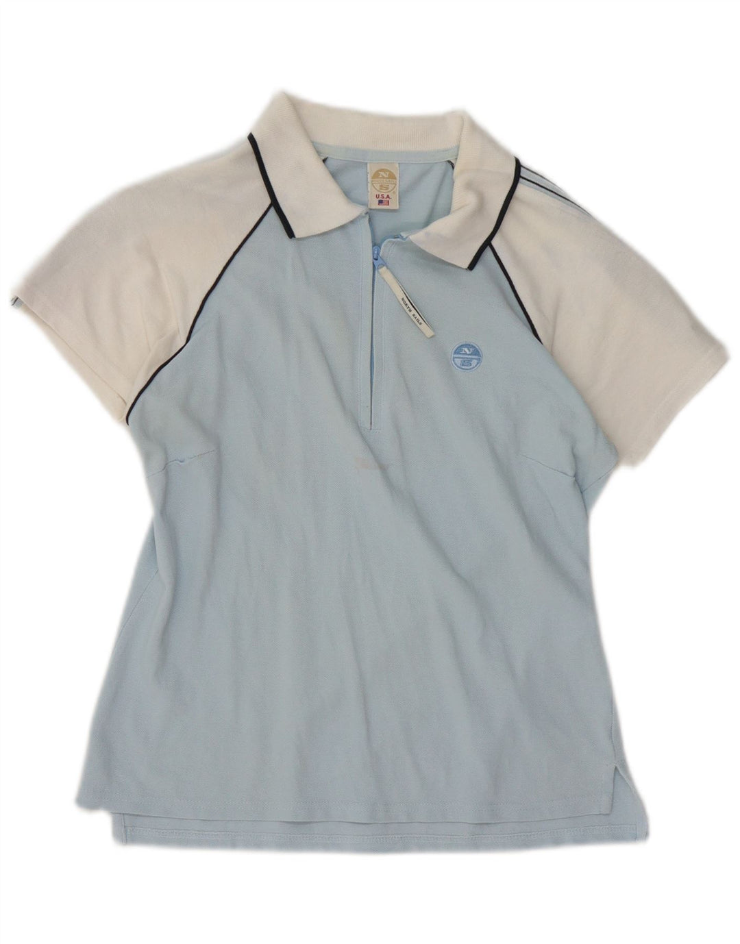 Polo da donna con collo e zip NORTH SAILS UK 12 Blu medio color block