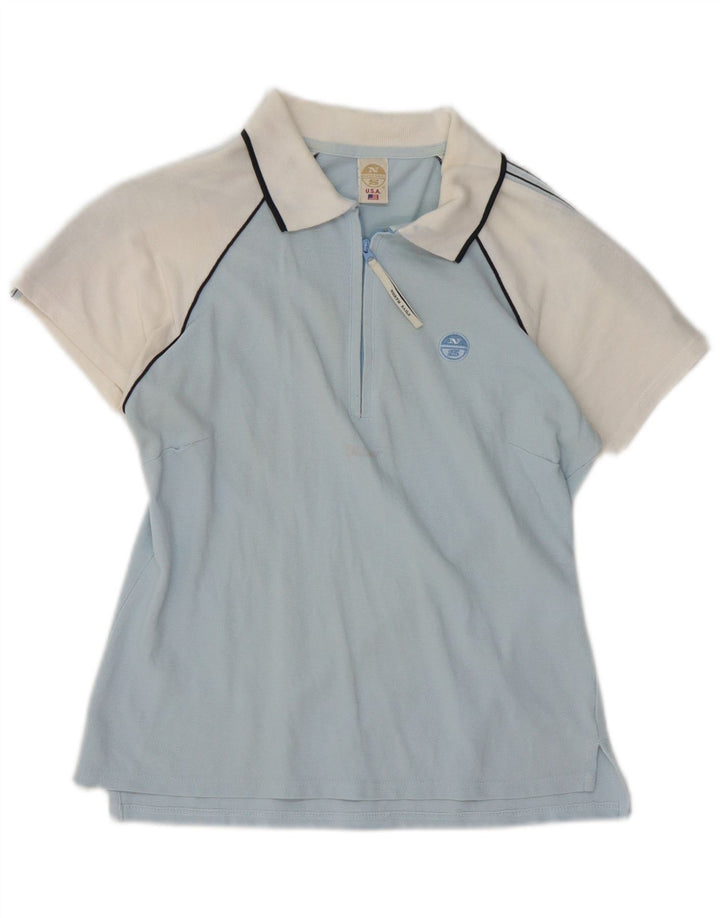 Polo da donna con collo e zip NORTH SAILS UK 12 Blu medio color block