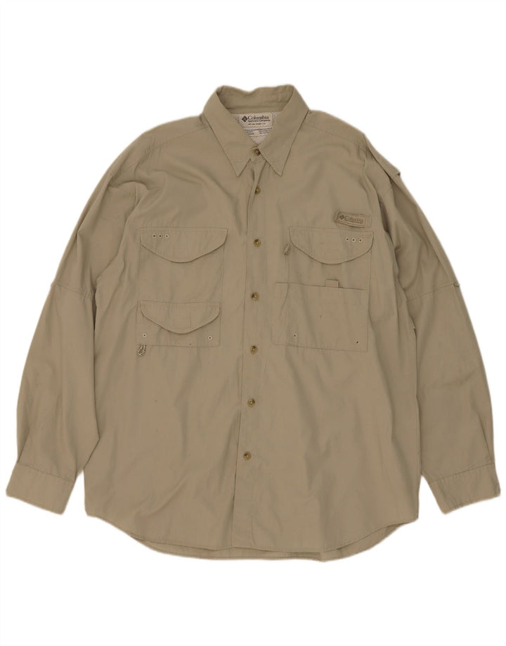 Camicia da uomo Columbia in cotone kaki medio