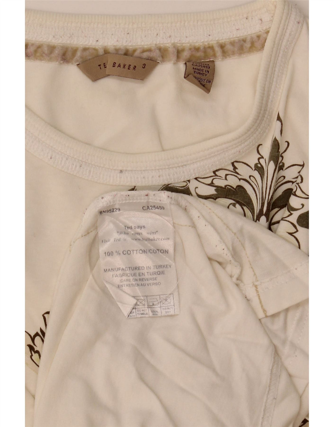 T-shirt grafica da uomo Ted Baker taglia superiore 3 cotone bianco medio