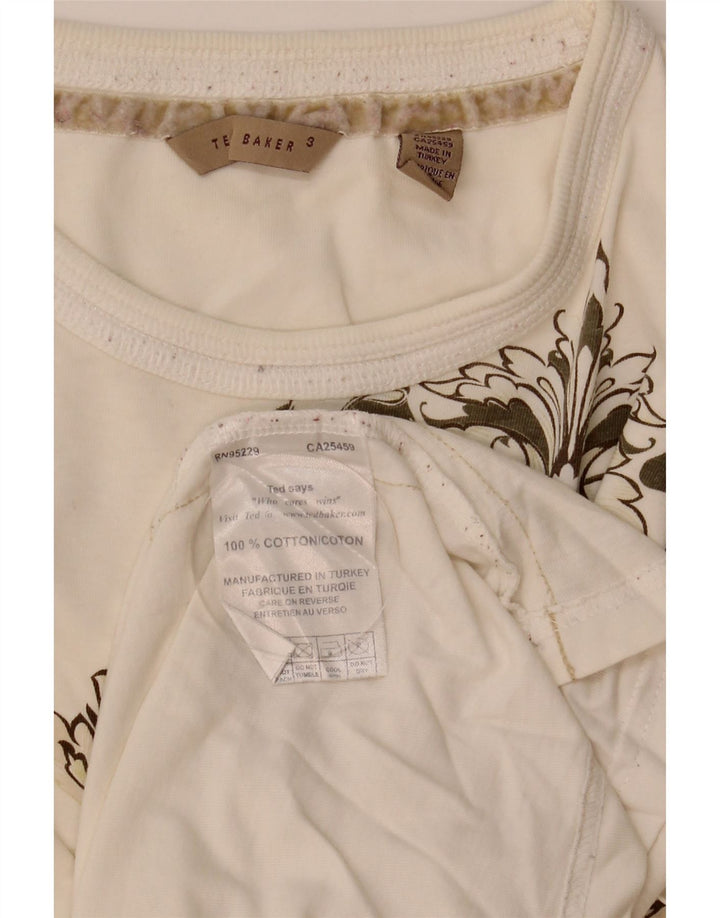 T-shirt grafica da uomo Ted Baker taglia superiore 3 cotone bianco medio