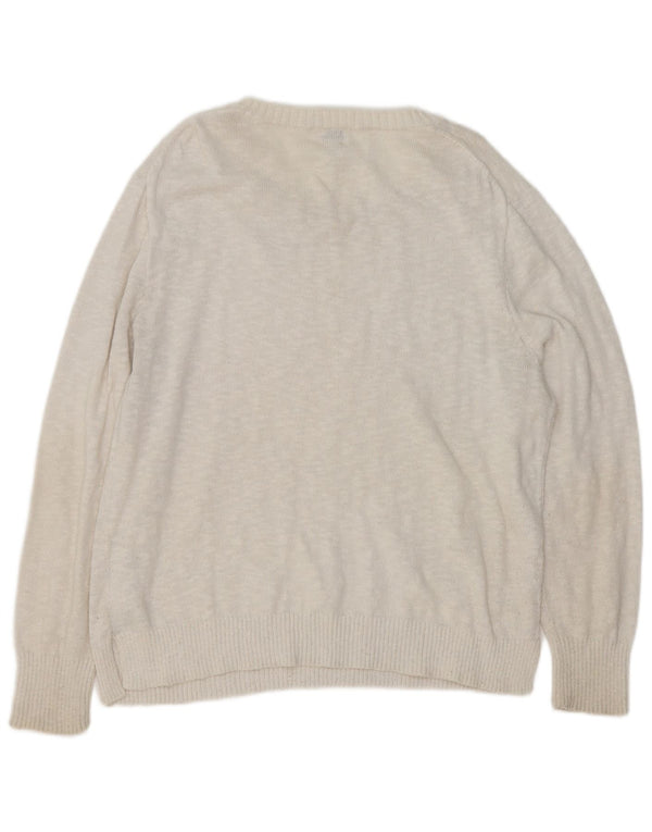J. Crew maglione da donna con scollo a barca UK 18 XL cotone screziato bianco