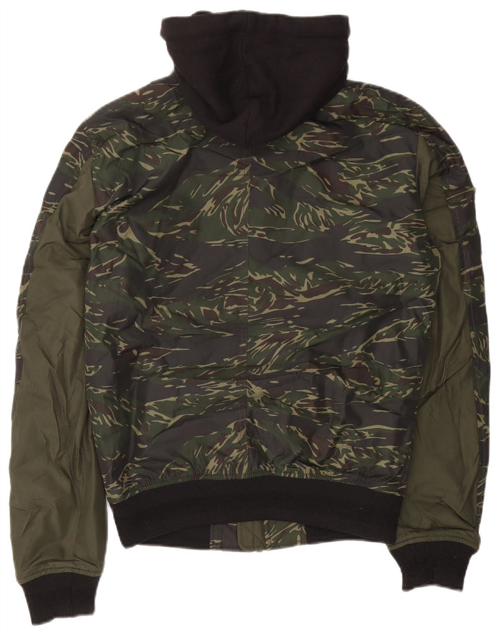 Giubbotto bomber con cappuccio da uomo Superdry UK 34 XS poliestere mimetico kaki