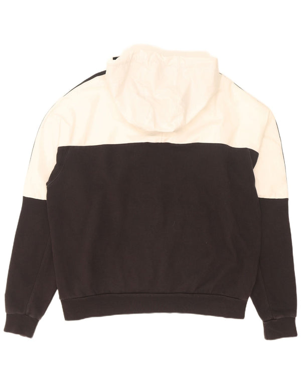 Adidas Mens Graphic Zip Neck Hoodie Jumper Large Black Colourblock Cotton