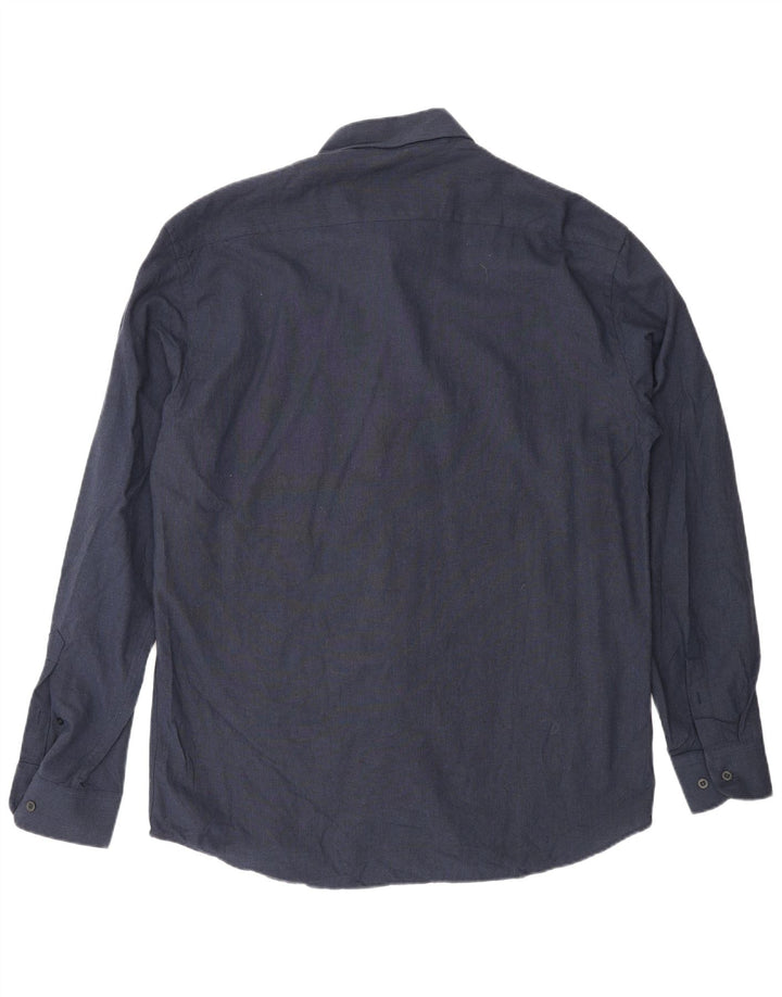 Camicia da uomo Massimo Dutti taglia 42 grande in viscosa blu navy