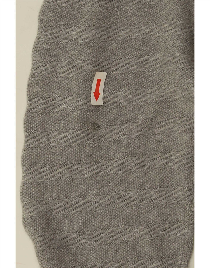 Massimo Dutti Maglione da uomo con bottoni e collo XL in cotone a righe grigie