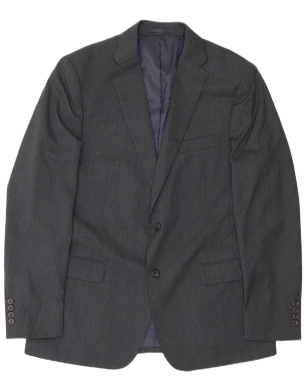 John Lewis Mens 2 Button Blazer Jacket UK 44 2XL Grey Polyester