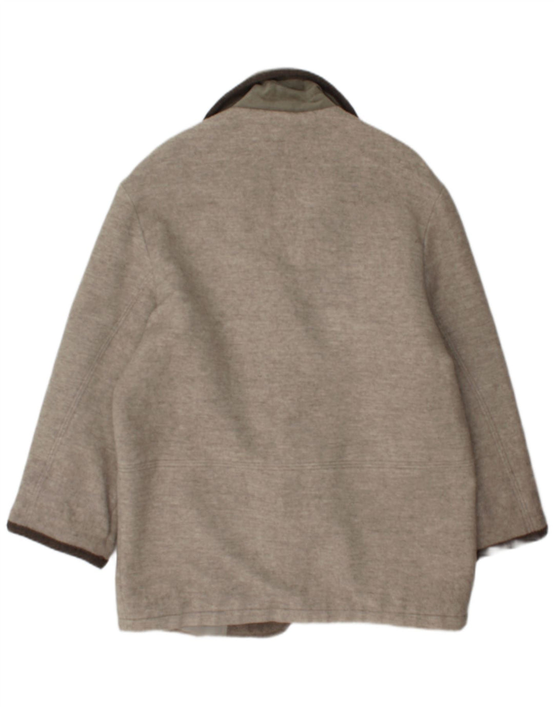 Cappotto vintage da donna dal taglio ampio UK 8 piccolo in lana geometrica beige