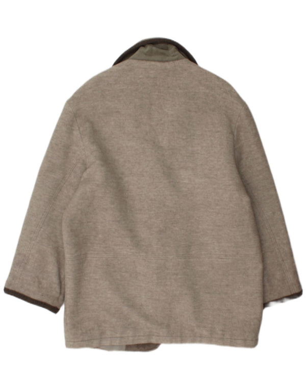 Cappotto vintage da donna dal taglio ampio UK 8 piccolo in lana geometrica beige