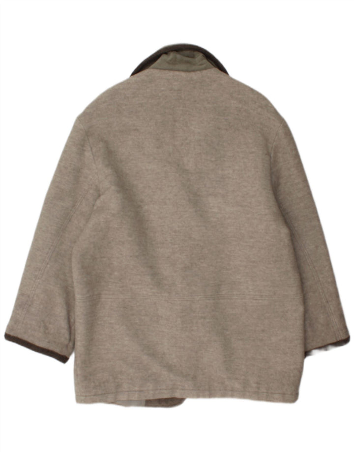 Cappotto vintage da donna dal taglio ampio UK 8 piccolo in lana geometrica beige