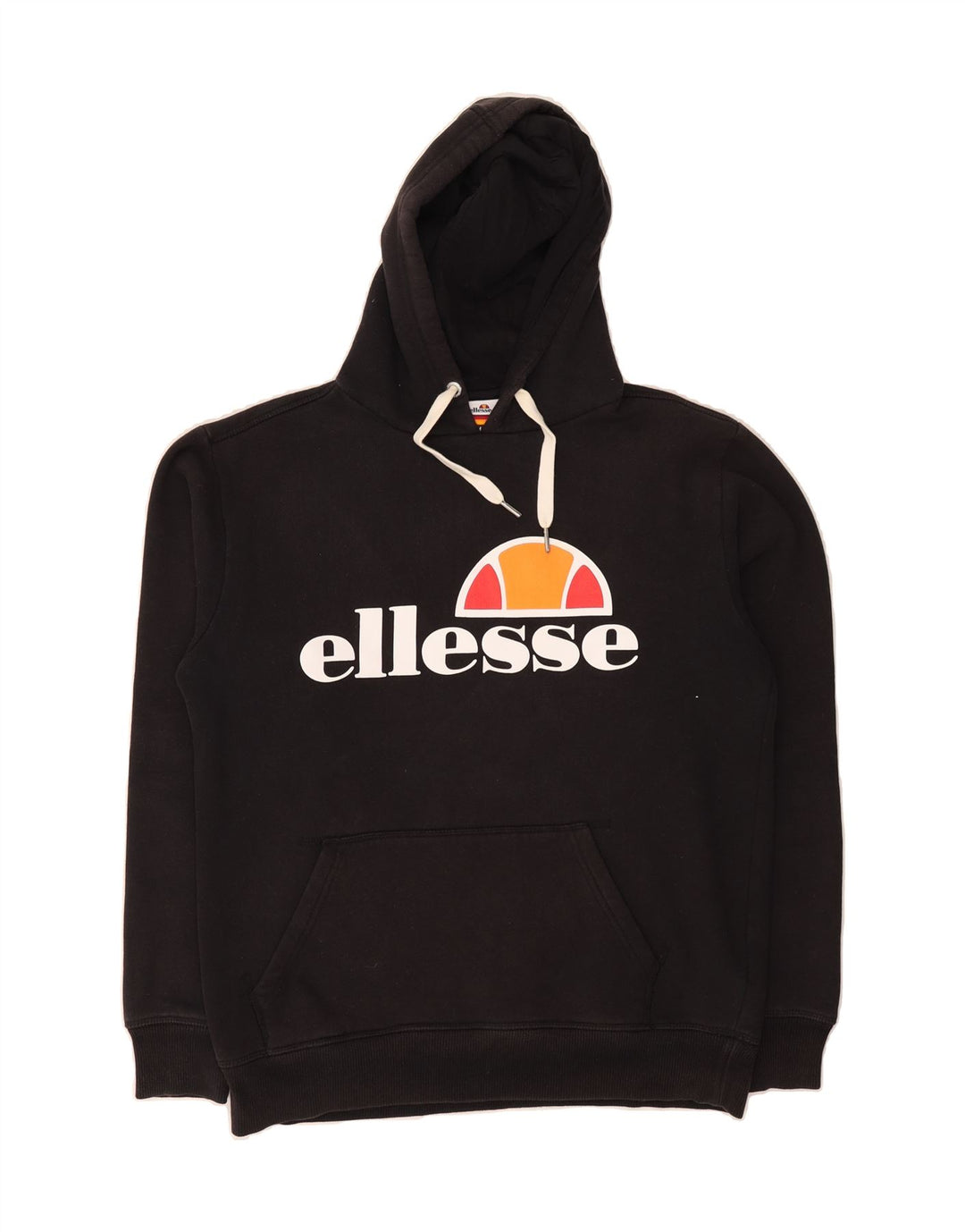 ELLESSE Mens Graphic Hoodie Jumper Medium Black Cotton Vintage Ellesse and Second-Hand Ellesse from Messina Hembry 