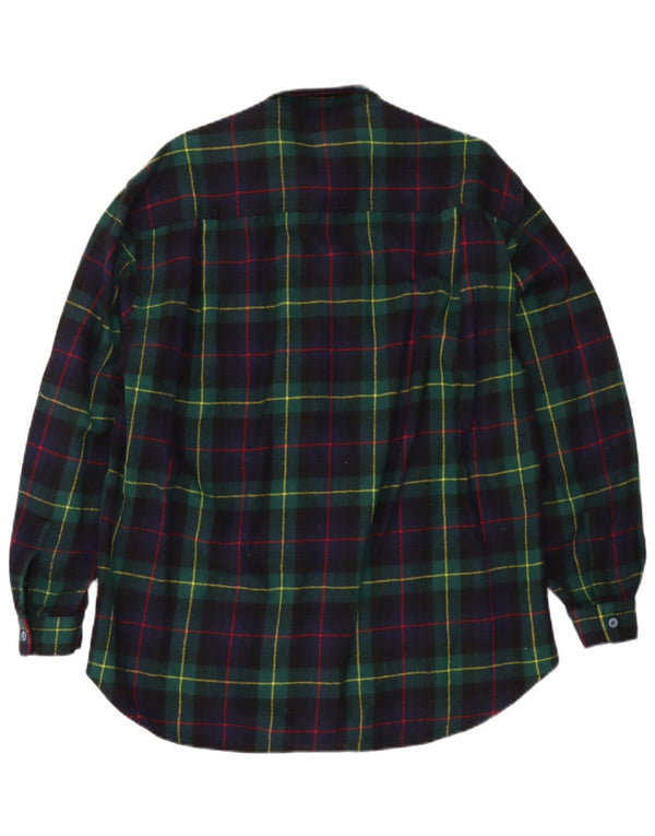 Camicia vintage da uomo in flanella a quadri blu navy grandi