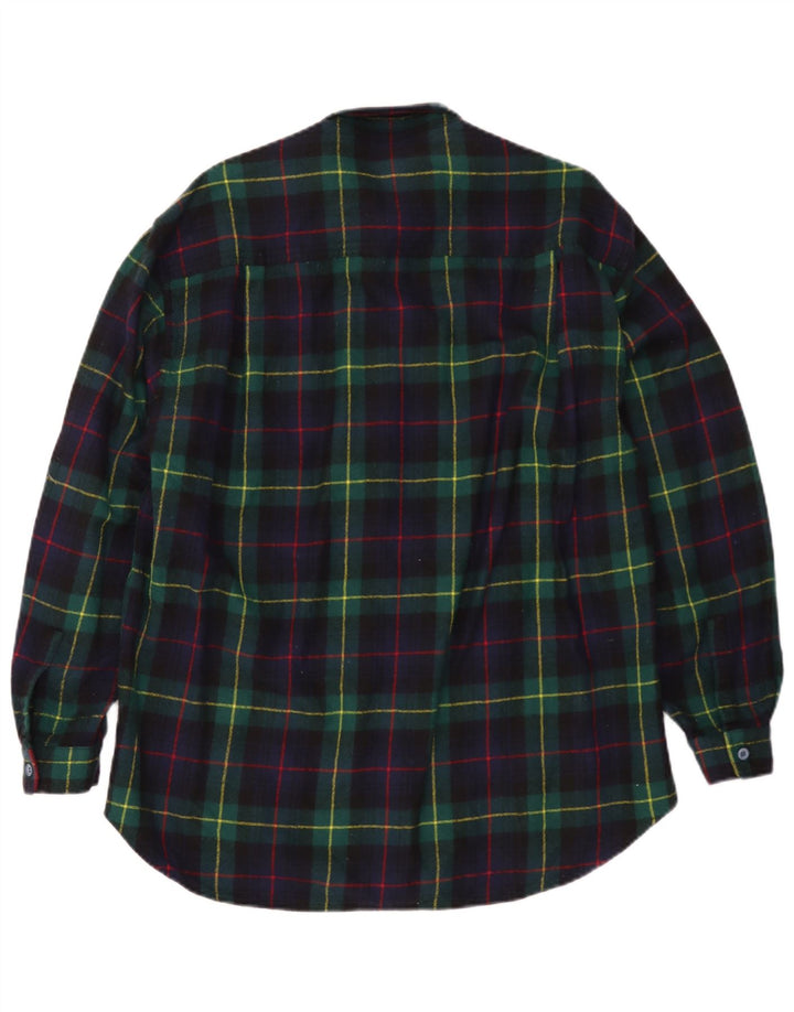 Camicia vintage da uomo in flanella a quadri blu navy grandi