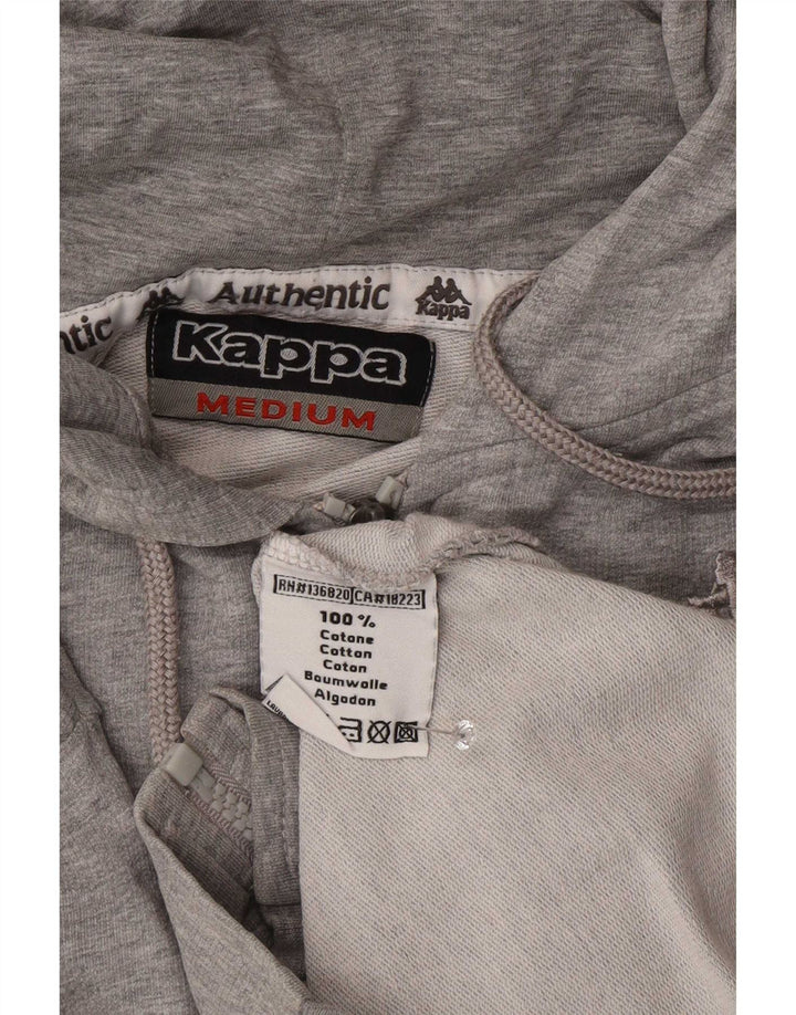 Maglione con cappuccio e zip da uomo Kappa in cotone grigio medio
