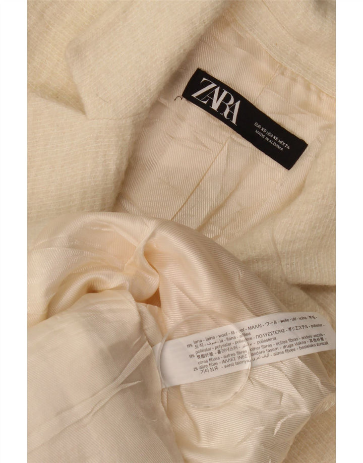 Cappotto Zara Donna UK 6 XS Lana Bianco Sporco