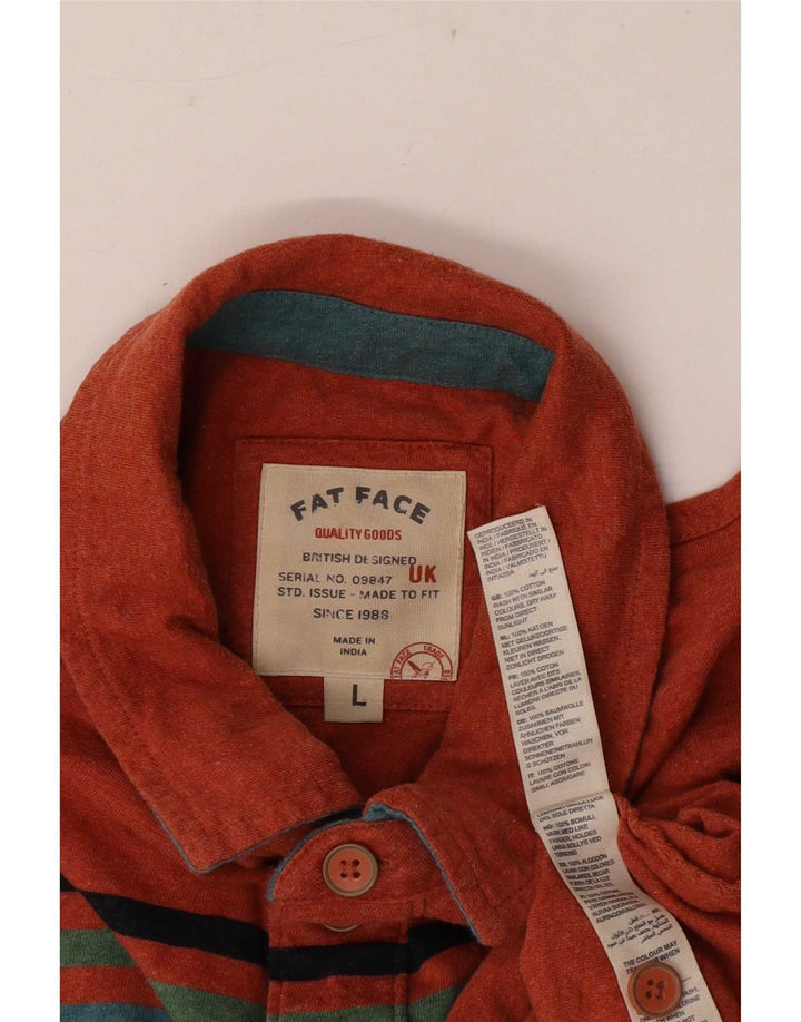 Polo da uomo Fat Face Large in cotone color block arancione