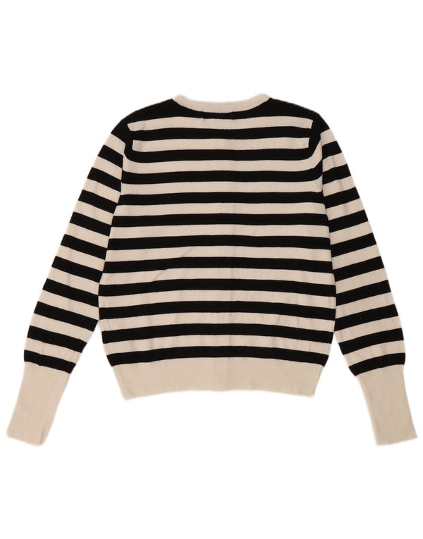 Maglione cardigan da donna Marks & Spencer UK 8 piccolo in viscosa a righe nere