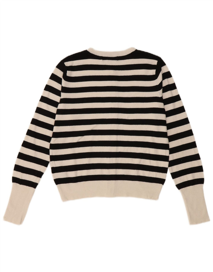 Maglione cardigan da donna Marks & Spencer UK 8 piccolo in viscosa a righe nere