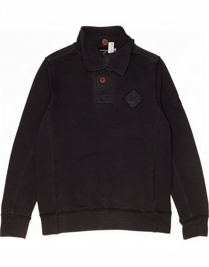 Felpa da uomo con collo abbottonato Fat Face, piccola, in cotone blu navy