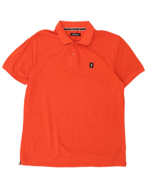 Refrigue Mens Polo Shirt Large Orange Cotton