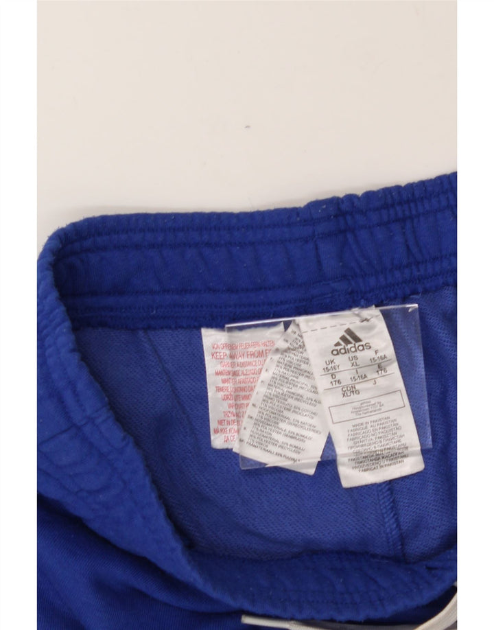ADIDAS Boys Graphic Sport Shorts 15-16 Years Blue Polyester Vintage Adidas and Second-Hand Adidas from Messina Hembry 