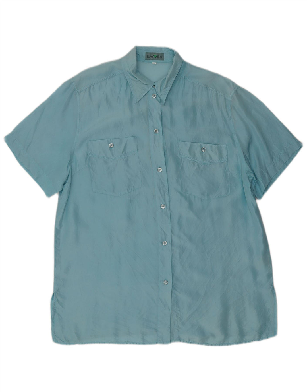 Camicia a maniche corte da donna De Ville EU 44 XL Seta blu